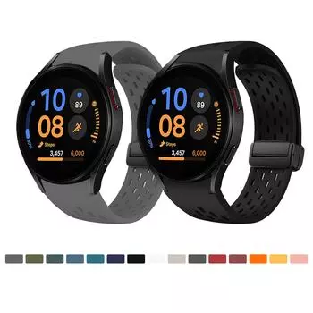 Полный ремешок для часов Samsung Galaxy FE 40 мм, черный, беговая пористость, магнитная застежка для Galaxy Watch 4 5 6 7, 40 мм, 44 мм Galaxy Watch FE полночь зеленый