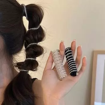 Полный ромбовидный телефонный шнур для волос, эластичные резинки для волос для девочек, спиральные резинки для волос, резинки для волос для женщин, аксессуары для волос