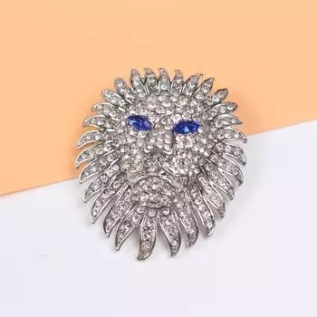 Полный стразами животное кристалл голова льва властная булавка пальто корсаж аксессуары брошь