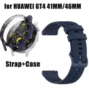 Полный защитный чехол для ПК для Huawei Watch GT 4 46 мм, защитный чехол для экрана + прозрачная пленка из закаленного стекла Watch GT 4 41mm чёрный