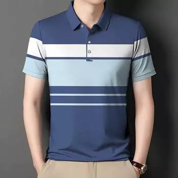 Поло Baju Lelaki Berjalur Pakaian Lelaki Lengan Pendek Формальная футболка-поло Pakaian S