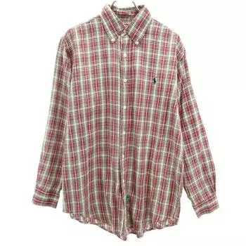 POLO COUNTRY 80s 90s Old check Long sleeve Button down shirt Ralph Lauren Men s Used