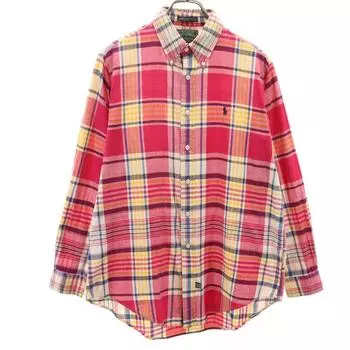 POLO COUNTRY 80s 90s Old Check Pattern Long sleeve Button down shirt Men s Used