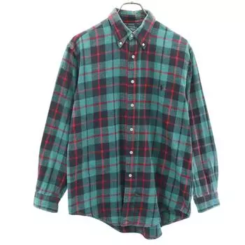 POLO COUNTRY RALPH LAUREN 80s 90s Old Tartan Check Pattern Long sleeve Cotton shirt Men s Used