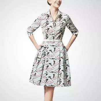 Polo Fashion Stitching Printing New Long-Sleeved Dress Surf Print# L168 middle sleeve S(In stock)