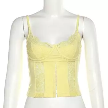 Поло Кардиган Длинный Рукав Пуговица Открывающий Живот Солнцезащитная Сетка Yellow Vest S