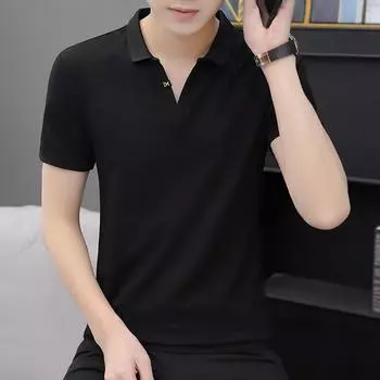 Поло Мужская рубашка с воротником с коротким рукавом Черные рубашки поло Мужская летняя футболка
