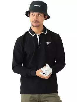 Polo ORANGE LABEL воротник логотип двухцветный поло рубашка BLACK L 82120009444 [BEAMS GOLF] L/S MEN Мужской чёрный