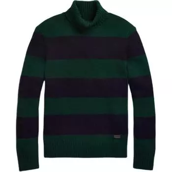 Поло Ральф Лорен Полосатый Логотип Высокий Воротник Вязаный Свитер Мужской свитер Сине-зеленый MNPOSWE16820859-999 S