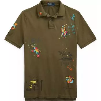 Polo Ralph Lauren Allover Pattern Printed Polo Shirt Men Tops Green 710904459-001 M