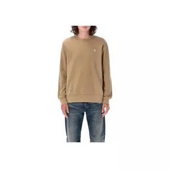 Polo Ralph Lauren Animal Pattern Crew Neck Pullover Sweatshirt Men sweatshirt Khaki 710916689-018 M