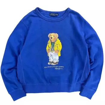 Polo Ralph Lauren Bear Pattern Crewneck Fleece Long Sleeve Sweatshirt Womens sweatshirt Blue WMPOKNIN6820093-400 XS