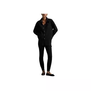 Polo Ralph Lauren Большая рубашка из хлопка твила с вышивкой пони Женские рубашки черного цвета WMPOSHTNDN20262-001 XS