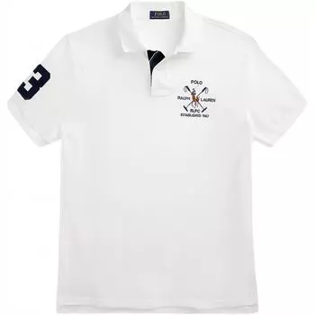 Polo Ralph Lauren Цифровой Логотип Аппликация Вертикальные Пуговицы Короткий Рукав Поло Рубашка Мужская Топы Белый 710921674-003 XL