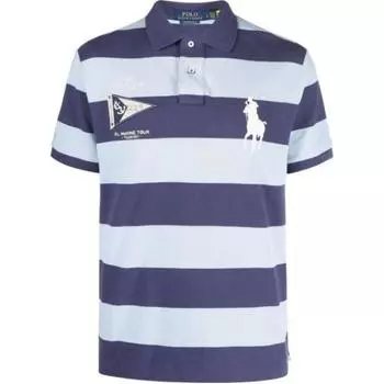 Polo Ralph Lauren Classic Pony Logo Striped Shirt Polo Straight Fit Short Sleeve Polo Shirt Men tops Blue 710944168-001 L