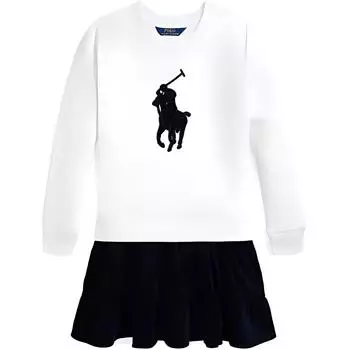 Polo Ralph Lauren Color Block Logo Платье с длинным рукавом Детские платья Белые 313950935-001 XL