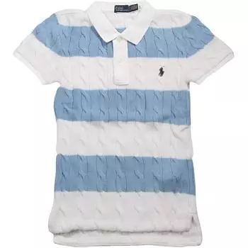 Polo Ralph Lauren Color Block Logo Пуговица Приталенный Короткий Рукав Женские топы Светло-голубой 211943043-011 XS