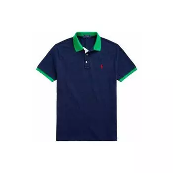 Polo Ralph Lauren Color Block Logo Вышитый хлопковый поло с коротким рукавом Мужская рубашка поло Синий 710823421-001 XS