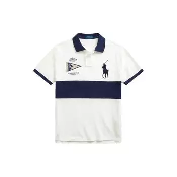 Polo Ralph Lauren Color Block Striped Logo Вышитый Slim Fit Короткий рукав Поло Рубашка Мужская Топы Белый MNPOKNI1N822421-100 XL