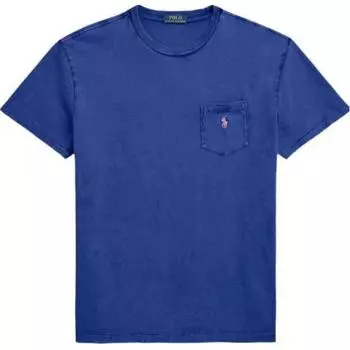 Polo Ralph Lauren Color Blocked приталенная футболка с круглым вырезом и коротким рукавом для мужчин, топы, синяя 710835756-022 L
