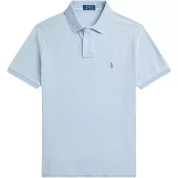 Polo Ralph Lauren Custom Slim Fit Однотонная вышитая пуговичная рубашка-поло с коротким рукавом для мужчин Рубашки-поло Синий MNPOKNI1N823236-400 L