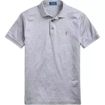 Поло Ralph Lauren Custom Slim Fit Однотонное трикотажное поло Мужские топы Серый 710790035-001 XS