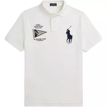 Polo Ralph Lauren Custom Slim Fit Вышитая буквами животных футболка-поло с коротким рукавом Мужские топы Выбеленный MNPOKNI1N822929-100 L