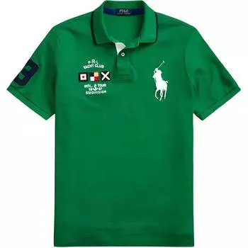 Polo Ralph Lauren Цветной блок Логотип Буква Число Повседневная Футболка поло с коротким рукавом Мужские футболки поло Зеленый 710790750-001 S