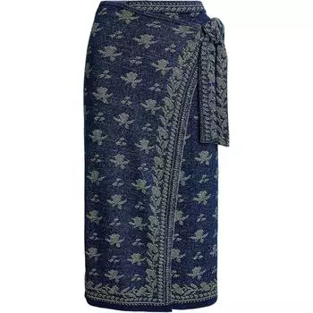 Polo Ralph Lauren Цветочный трикотажный галстук Повседневное длинное платье Женские платья Темно-синие 100044679 S