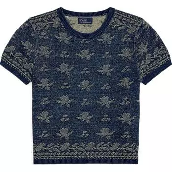 Polo Ralph Lauren цветочный узор хлопок короткий рукав трикотажный топ женские топы темно-индиго WMPOSWENC021150-410 M