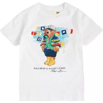 Polo Ralph Lauren Детская футболка с круглым вырезом, пуловер, прямой крой, короткий рукав, детские топы, белый цвет 323958332-001 XL