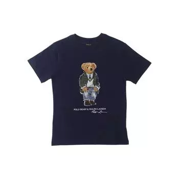 Polo Ralph Lauren Детская футболка с логотипом и круглым вырезом, короткий рукав, детские топы, темно-синие 323853828-027 L
