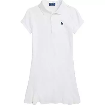 Polo Ralph Lauren Детское платье Ss24 с логотипом, короткое, повседневное, с коротким рукавом, белое CWPODRSG3D20787-100 XL