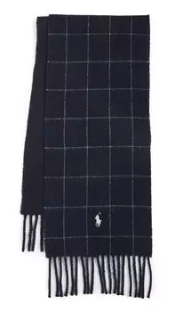 Polo Ralph Lauren двусторонний глушитель темно-синий PC0743 Сделано в Италии шерстяной клетчатый POLO RALPH LAUREN подарочный подарок для мужчин и женщин