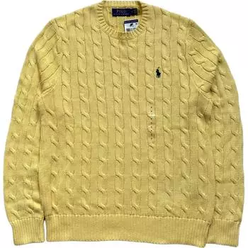 Polo Ralph Lauren Embroidered Cable Knit Crew Neck Sweater Men sweater Yellow 710686746-026 M