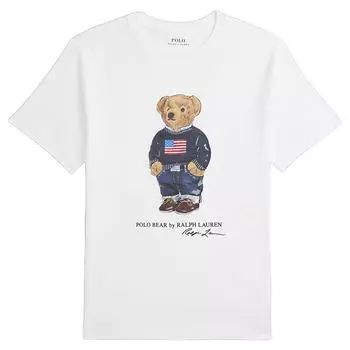 Polo Ralph Lauren футболка детская с принтом круглый вырез пуловер прямой покрой короткий рукав детские топы белый CWPOTSHY8020797-100 L