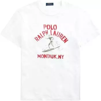 Polo Ralph Lauren Футболка мужская с коротким рукавом, принт Surf Culture, посадка Custom Slim Fit, круглый вырез, MNPOTSH1N820931-100 S