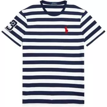 Polo Ralph Lauren Футболка мужская с коротким рукавом, вязаная, в полоску, из хлопка, приталенного кроя 710790978-001