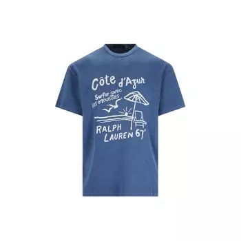 Polo Ralph Lauren Футболка мужская с коротким рукавом и круглым вырезом, с принтом в виде букв, темно-синяя 710936359-001 L