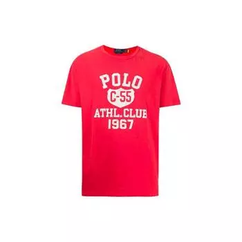 Polo Ralph Lauren Футболка мужская свободного кроя с коротким рукавом и узором из букв Топы Красный 710839224-001 XS