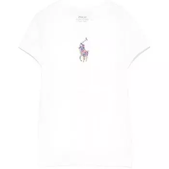 Polo Ralph Lauren футболка осень-зима 24 детская с вышитым логотипом круглый вырез короткий рукав детские топы белые 313950938-001 M