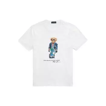 Polo Ralph Lauren футболка с круглым вырезом и принтом медведя с коротким рукавом, мужские топы, белые MNPOTSH1N821820-100 S