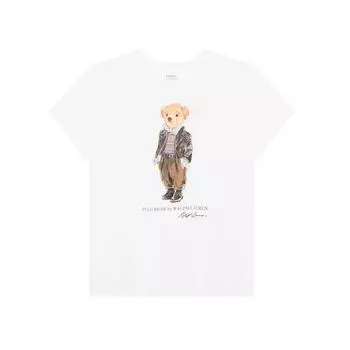 Polo Ralph Lauren Футболка с круглым вырезом и коротким рукавом с принтом в виде букв, женская футболка, белая 211814474-001 S