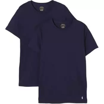 Polo Ralph Lauren Футболка с логотипом, прямого кроя, с круглым вырезом и коротким рукавом, 2 штуки, мужская, топы, темно-синяя 714835960-004 XL