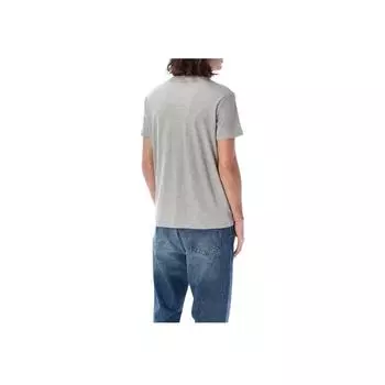 Polo Ralph Lauren Футболка с принтом, круглым вырезом и коротким рукавом, с буквенным принтом, мужская, топы, серый 710973137-002 XL