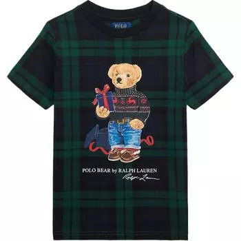 Polo Ralph Lauren Футболка Ss23 Повседневная С принтом Круглый вырез Короткий рукав Детские топы Темно-зеленый 323920643-001 M