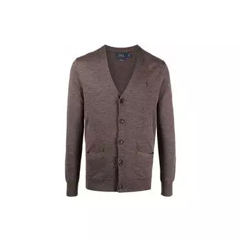 Polo Ralph Lauren FW21 Длинный рукав на пуговицах вязаный кардиган свитер мужской свитер Коричневый 710763372-005 XS