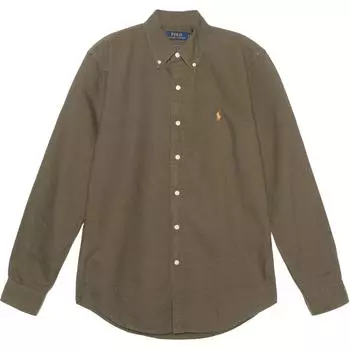 Polo Ralph Lauren FW21 Футболка с вышитым логотипом на пуговицах и длинным рукавом Мужские рубашки Зеленая 710804257-006 S