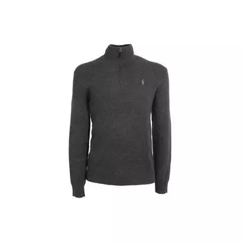 Polo Ralph Lauren FW21 кардиган с воротником-стойкой и полумолнией, длинный рукав, шерстяной свитер, мужской свитер, темно-серый 710723053-003 XXL