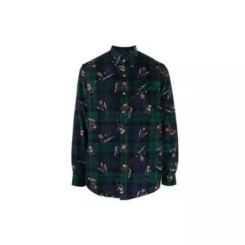 Polo Ralph Lauren FW21 клетчатая рубашка на пуговицах из вельвета с длинным рукавом мужские рубашки зеленая 710851340-001 M